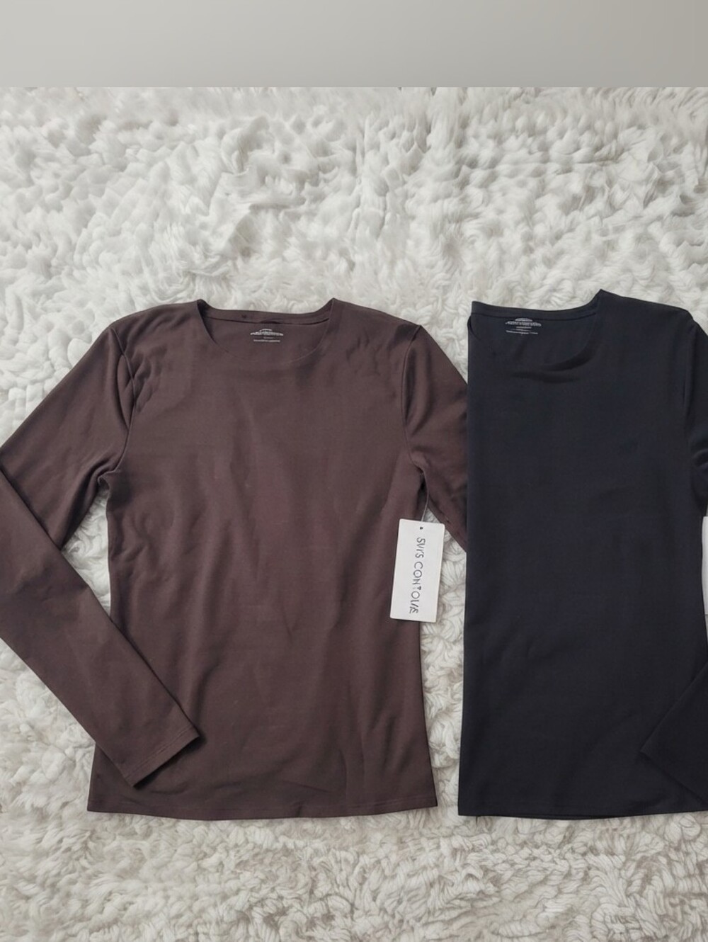 BNWT SWS Contour Bundle 2 Black Brown Long Sleeve Tops Layering Minimalist Basic